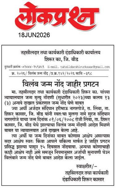 lokprashna Daily News Paper